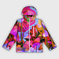 Ветровка с капюшоном женская Красочный летний цветочный паттерн Summer color pa, цвет: 3D-белый