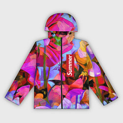 Ветровка с капюшоном женская Красочный летний цветочный паттерн Summer color pa, цвет: 3D-черный