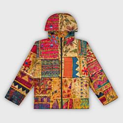 Ветровка с капюшоном женская Пэчворк Лоскутное одеяло Patchwork Quilt, цвет: 3D-черный