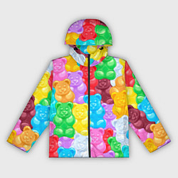 Ветровка с капюшоном женская Мармеладные мишки разноцветные, цвет: 3D-черный