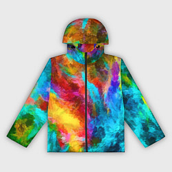 Ветровка с капюшоном женская Цветные всплески Экспрессионизм Абстракция Color S, цвет: 3D-черный