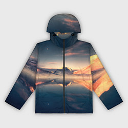 Ветровка с капюшоном женская Горы озеро, цвет: 3D-черный