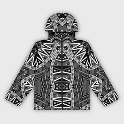 Ветровка с капюшоном женская Черно-белый этнический орнамент, цвет: 3D-черный
