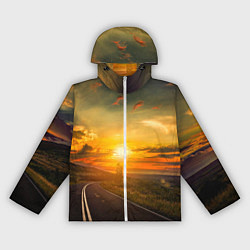 Ветровка с капюшоном женская Закат у океана, цвет: 3D-белый