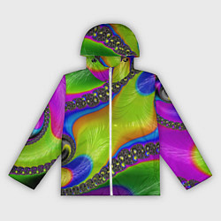 Ветровка с капюшоном женская Кислотный фрактал Абстракция, цвет: 3D-белый