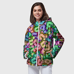 Ветровка с капюшоном женская ВОПРОСИТЕЛЬНЫЕ, цвет: 3D-белый — фото 2