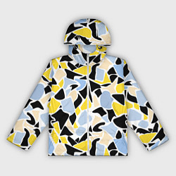 Ветровка с капюшоном женская Абстрактный узор в желто-голубых тонах на черном ф, цвет: 3D-белый