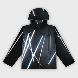 Ветровка с капюшоном женская Неоновые лампы во тьме - Голубой, цвет: 3D-черный