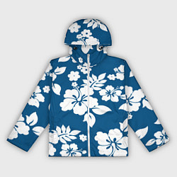 Ветровка с капюшоном женская Цветочный паттерн Минимализм, цвет: 3D-белый