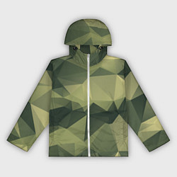 Ветровка с капюшоном женская 3д полигоны - камуфляж, цвет: 3D-белый