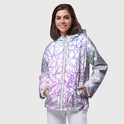 Ветровка с капюшоном женская Geometric Distortion, цвет: 3D-белый — фото 2