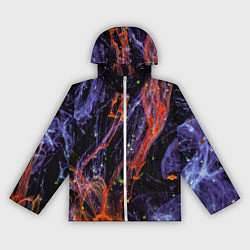 Ветровка с капюшоном женская Неоновые краски во тьме - Оранжевый и фиолетовый, цвет: 3D-белый