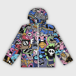 Ветровка с капюшоном женская Милые и веселые монстры, цвет: 3D-белый