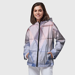 Ветровка с капюшоном женская Треугольные элементы, цвет: 3D-черный — фото 2