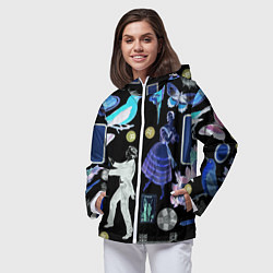 Ветровка с капюшоном женская Underground pattern Fashion 2077, цвет: 3D-белый — фото 2