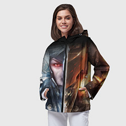 Ветровка с капюшоном женская METAL GEAR RISING САМУРАЙ, цвет: 3D-черный — фото 2
