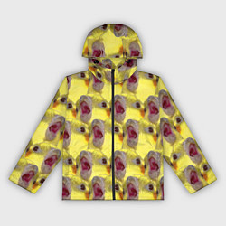 Ветровка с капюшоном женская Попугай Корелла Орёт Мем, цвет: 3D-черный