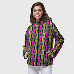 Ветровка с капюшоном женская Striped multicolored pattern Сердце, цвет: 3D-черный — фото 2