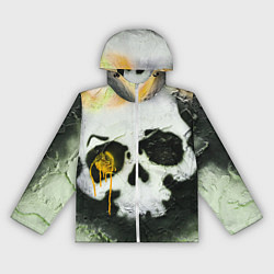 Женская ветровка Череп на поверхности в красках - Жёлтый