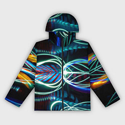 Ветровка с капюшоном женская Неоновые лучи - Светло-синий, цвет: 3D-черный