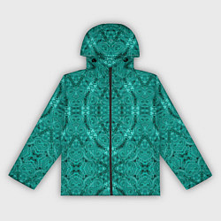 Ветровка с капюшоном женская Бирюзовый восточный ажурный узор, цвет: 3D-черный