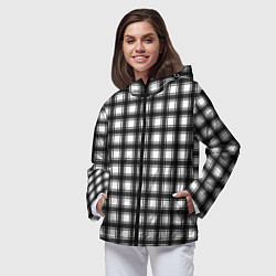 Ветровка с капюшоном женская Black and white trendy checkered pattern, цвет: 3D-черный — фото 2