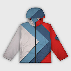 Ветровка с капюшоном женская Абстрактная геометрия - Синий, цвет: 3D-черный