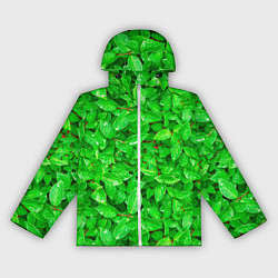 Ветровка с капюшоном женская Зелёные листья - текстура, цвет: 3D-белый