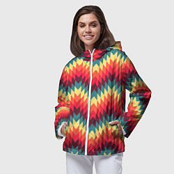 Ветровка с капюшоном женская Мексиканские узоры, цвет: 3D-белый — фото 2