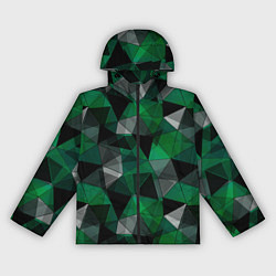 Ветровка с капюшоном женская Зеленый, серый и черный геометрический, цвет: 3D-черный