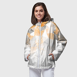 Ветровка с капюшоном женская Однотонный белый и желто-серый геометрический, цвет: 3D-белый — фото 2