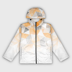 Ветровка с капюшоном женская Однотонный белый и желто-серый геометрический, цвет: 3D-черный
