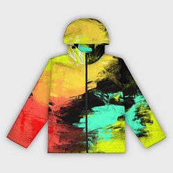 Ветровка с капюшоном женская Яркий красочный гранж, цвет: 3D-черный