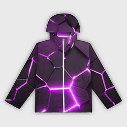 Ветровка с капюшоном женская Фиолетовые неоновые геометрические плиты, цвет: 3D-белый