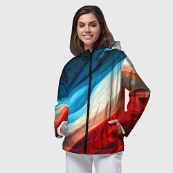 Ветровка с капюшоном женская Неоновые яркие волны, цвет: 3D-черный — фото 2
