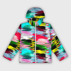 Ветровка с капюшоном женская Абстрактный многоцветный неоновый узор, цвет: 3D-белый