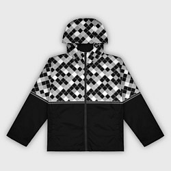 Ветровка с капюшоном женская Черно-белый геометрический узор, цвет: 3D-черный