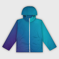 Ветровка с капюшоном женская Градиент - морская глубина, цвет: 3D-белый