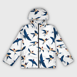 Ветровка с капюшоном женская Ласточки парят в небе, цвет: 3D-черный