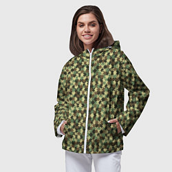 Ветровка с капюшоном женская Милитари пазлы, цвет: 3D-белый — фото 2