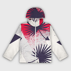 Ветровка с капюшоном женская Треугольники и пальмы, цвет: 3D-белый