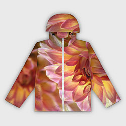 Ветровка с капюшоном женская Оранжевые георгины лепестки, цвет: 3D-белый