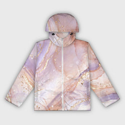 Ветровка с капюшоном женская Бежевый с золотом мрамор, цвет: 3D-белый