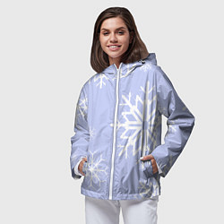 Ветровка с капюшоном женская Снежинок узоры, цвет: 3D-белый — фото 2