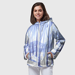 Ветровка с капюшоном женская Зимний лес акварель, цвет: 3D-белый — фото 2