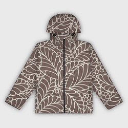Ветровка с капюшоном женская Кофеиновый паттерн из листьев, цвет: 3D-черный