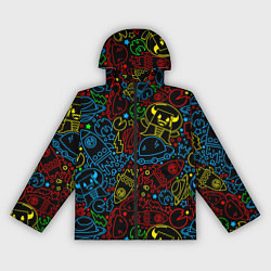 Ветровка с капюшоном женская Неоновый космический узор, цвет: 3D-черный