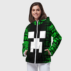 Ветровка с капюшоном женская Лицо Крипера - Майнкрафт, цвет: 3D-белый — фото 2
