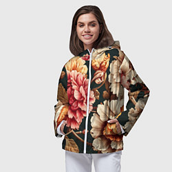 Ветровка с капюшоном женская Цветы в стиле рококо, цвет: 3D-белый — фото 2