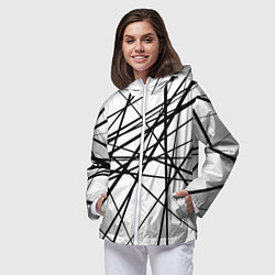 Ветровка с капюшоном женская Пересечение линий, цвет: 3D-белый — фото 2